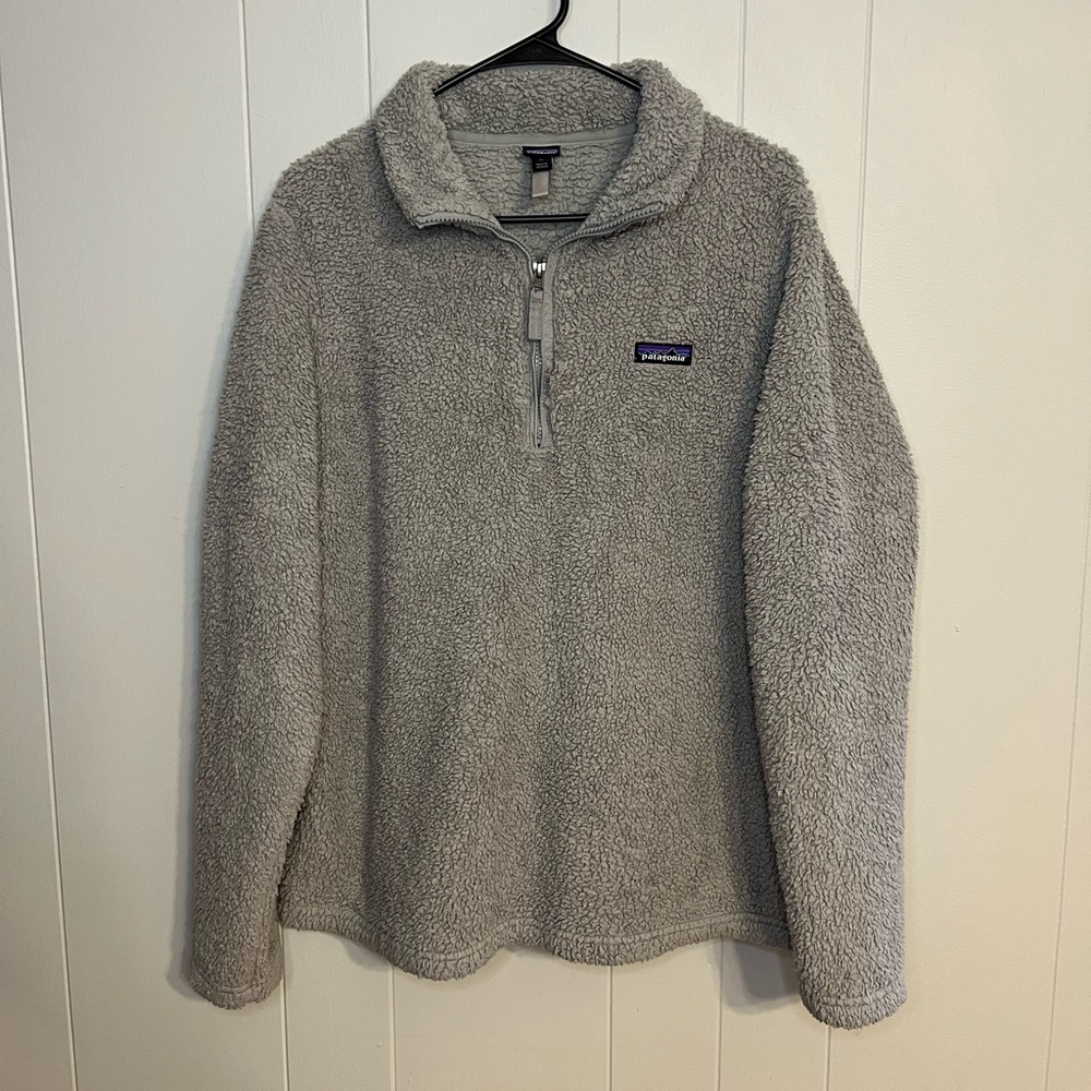 PATAGONIA I Los‎ Gatos Light Grey Soft Fleece Sherpa 1/4 Zip Pullover Size XL